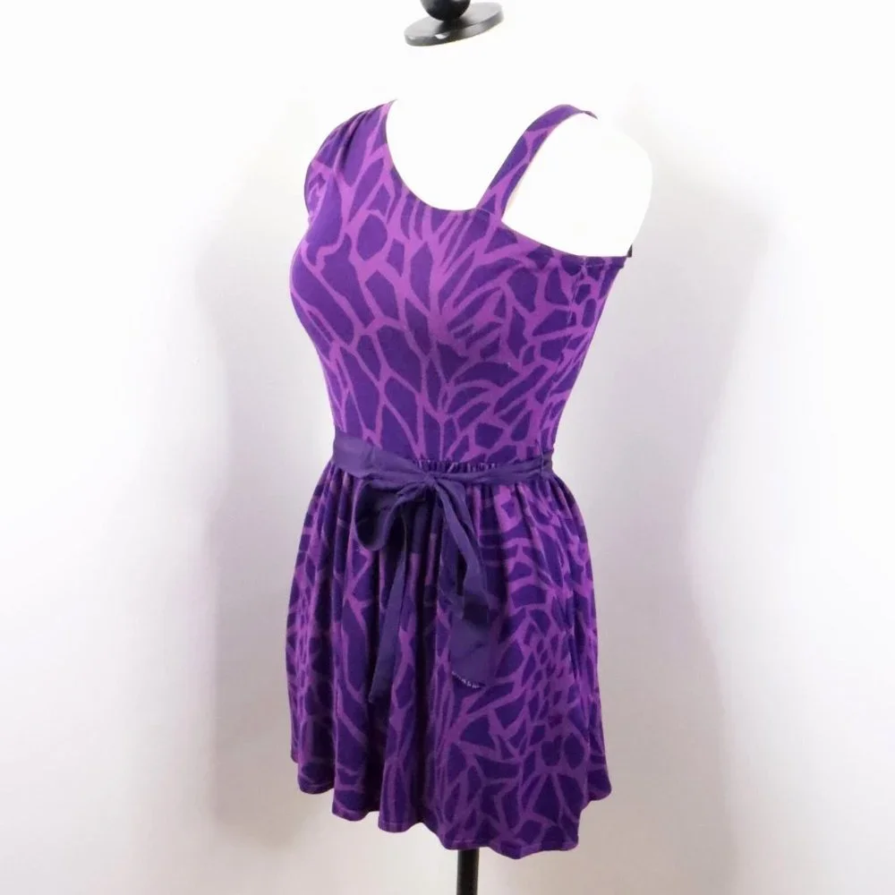 Twelve by Twelve Women's S Purple Animal Print Knit One-Shoulder Sleeveless Top - Picture 3 of 11
